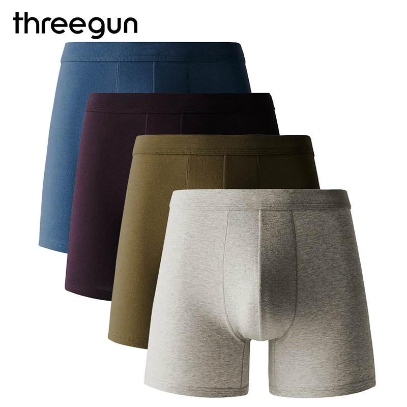 

THREEGUN Soft Cotton Boxers Shorts Boxers Homme Slip Panties Long Men Perfect Men's Underwear Big Men Male Panties Underwear