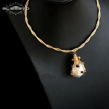 GLSEEVO, ручная работа, натуральная пресноводная жемчужная подвеска в стиле барокко и ожерелье для женщин, для помолвки, хорошее ювелирное изделие, воротник, Mujer GN0080