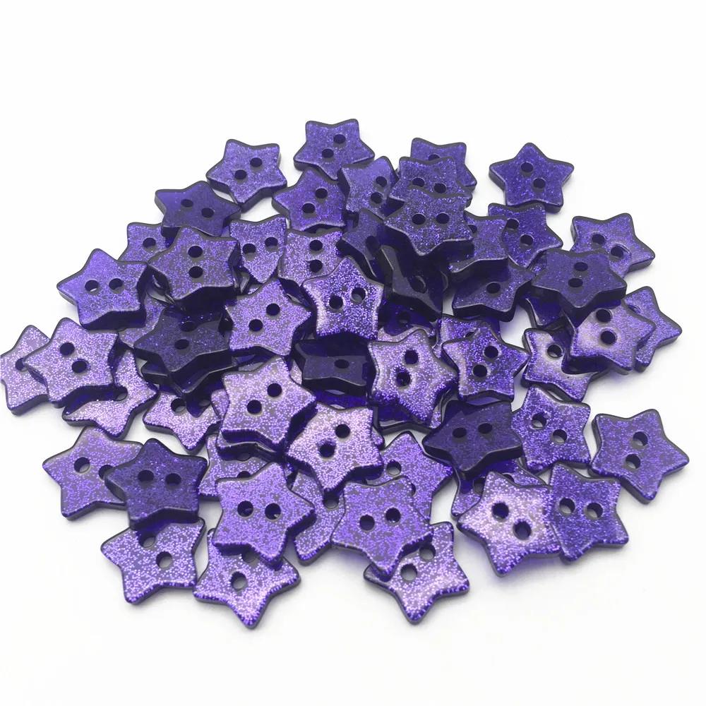 300 шт 14 мм Смола Фиолетовый Блеск кнопки в форме звезд сверкающие 2 отверстия поделки на Рождество украшения для скрапбукинга