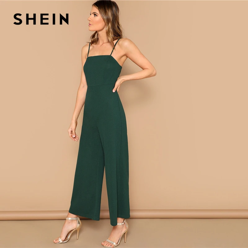 SHEIN Однотонный Широкий Комбинезон На Бретелях Свободного Кроя С Широкими