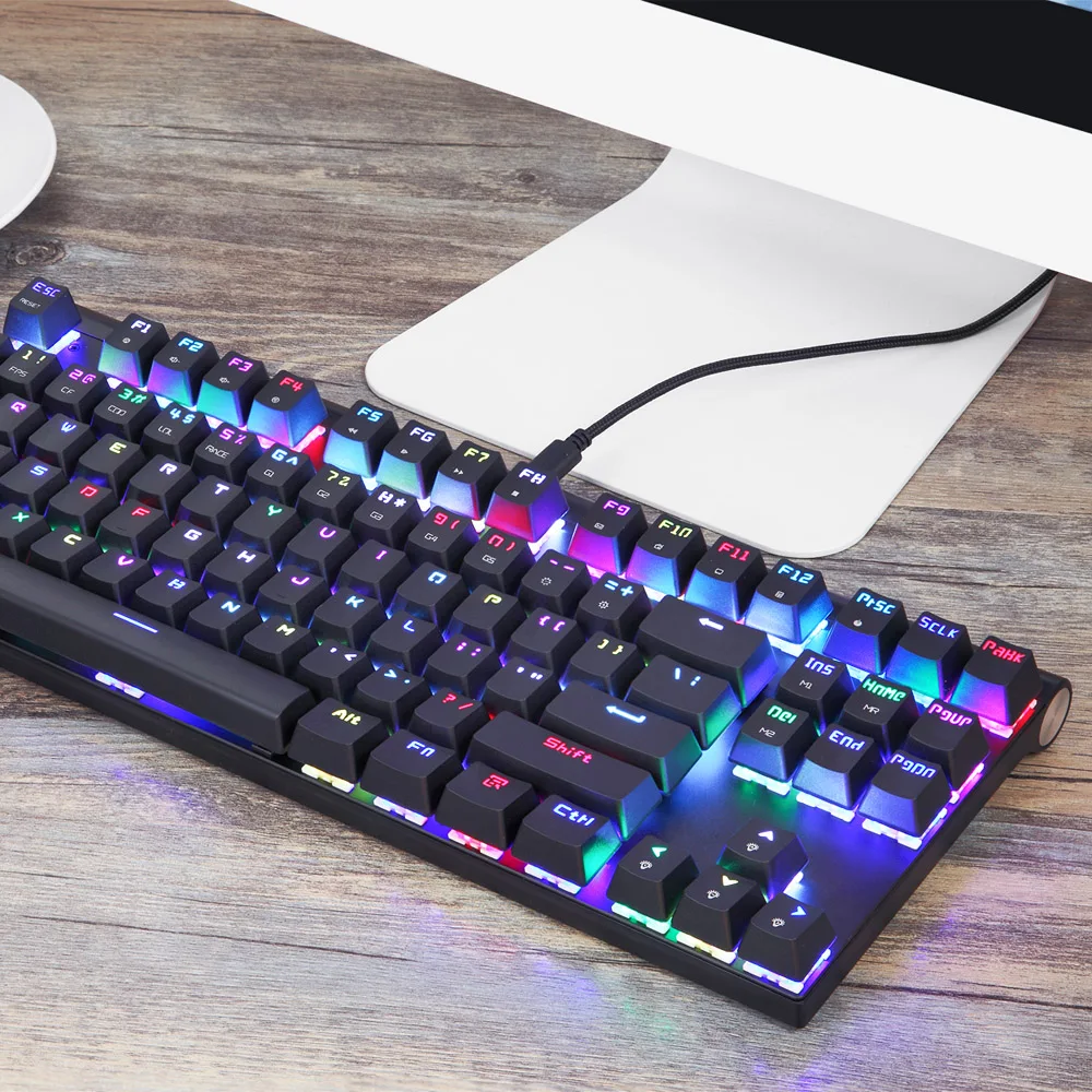 Motospeed CK101 Проводная Механическая клавиатура металлическая 87 клавиш RGB синий