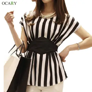 

New Spring Striped Print Chiffon Women Blouses Casual Tops For Women Blouse & Shirt Ladies Clothing Plus Size Body
