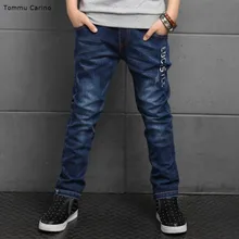 New Fashion Children Jeans kids Comfortable Cotton Light Wash Dark Blue Straight Long Pants for kids