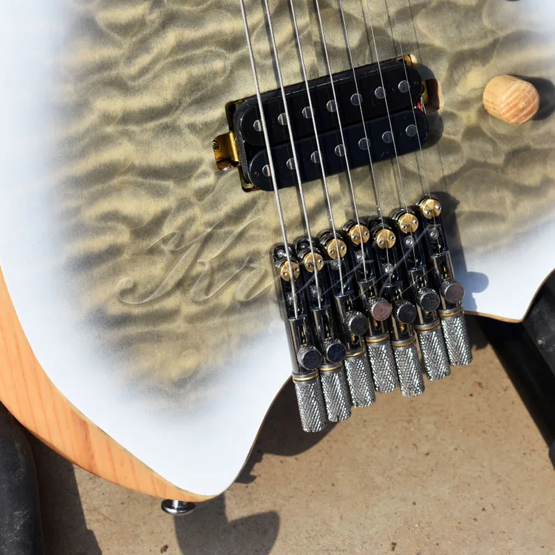 7 Струнная безголовая гитара из ясеня палисандр Лада безголовая электрогитара стеганый клен Топ strandberg