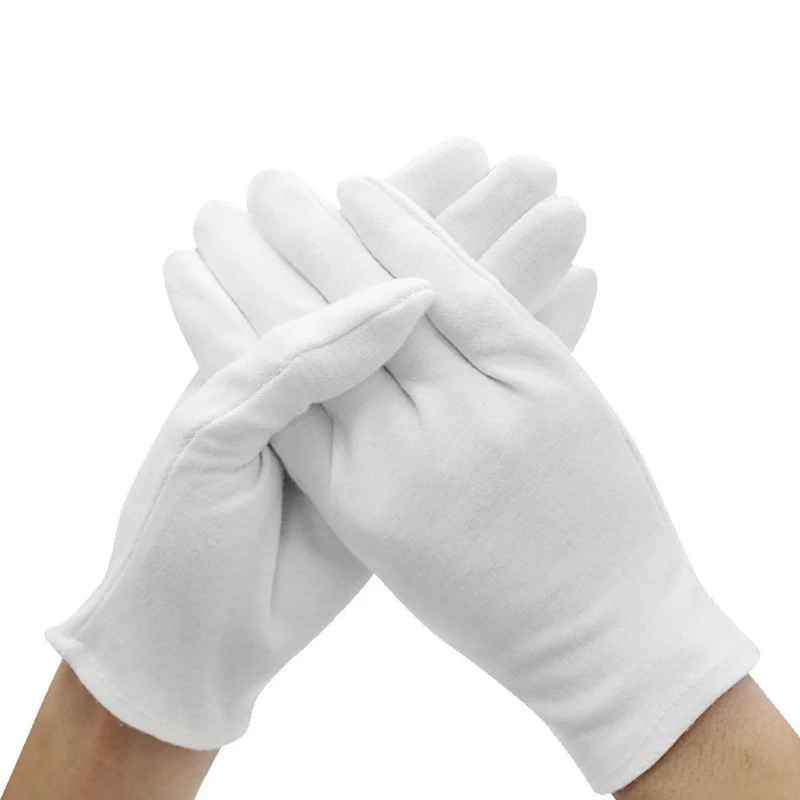 6 пар/Мешок Белый хлопок инспекционные рабочие перчатки для женщин и мужчин бытовые перчатки ювелирные изделия с чеканкой легкие перчатки обслуживание/официанты/водители