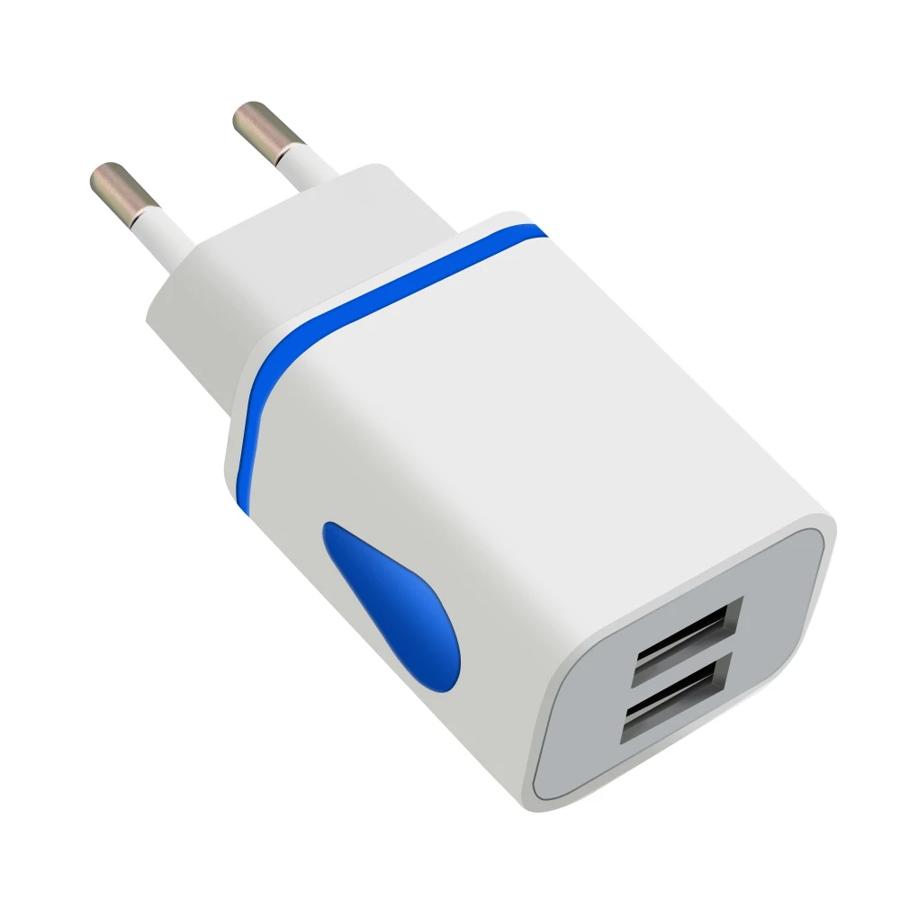 5v 2.1A световой 2USB концентратор Fast ethernet USB Зарядное устройство для samsung Meizu Xiaomi huawei iphone Зарядное устройство ЕС Подключите адаптер планшеты разъем питания - Тип штекера: blue  Eu plug
