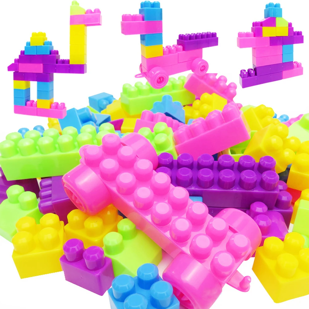 46Pcs Mini Blocks Plastic Building Self Locking Bricks Toy Children Kid