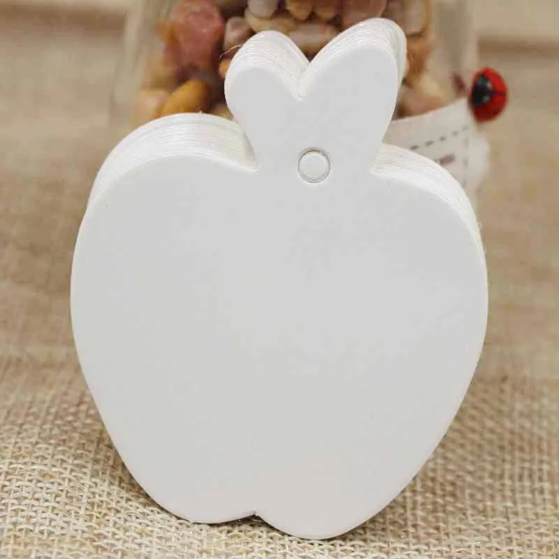 ZerongE ювелирные изделия Apple Форма Kraft Бумага подвесные карточки для подарков белый/черный милый сувенир для свадебной вечеринки ярлычок для