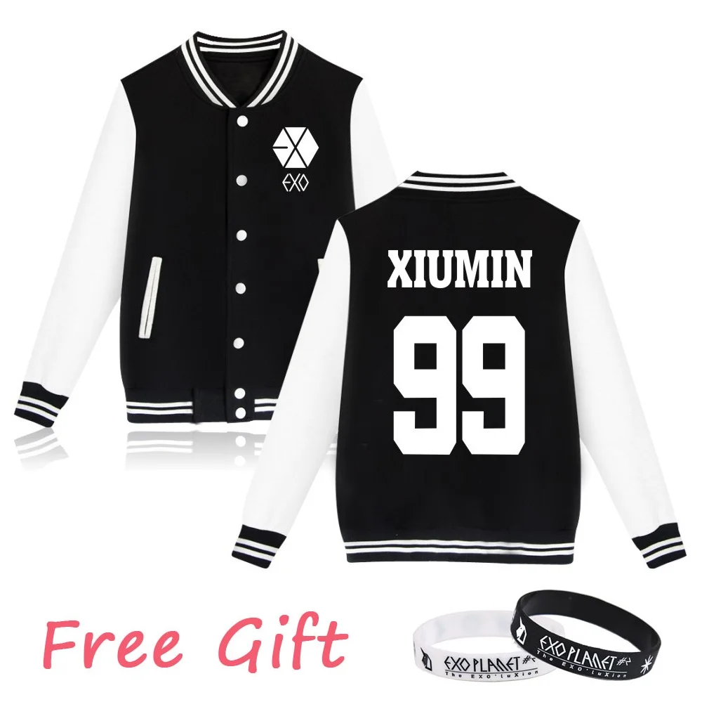 WEJNXIN EXO Kpop толстовки женские мужские повседневные для фанатов стиля унисекс поддерживающая бейсбольная куртка имя члена пара Exo одежда Бесплатный подарок