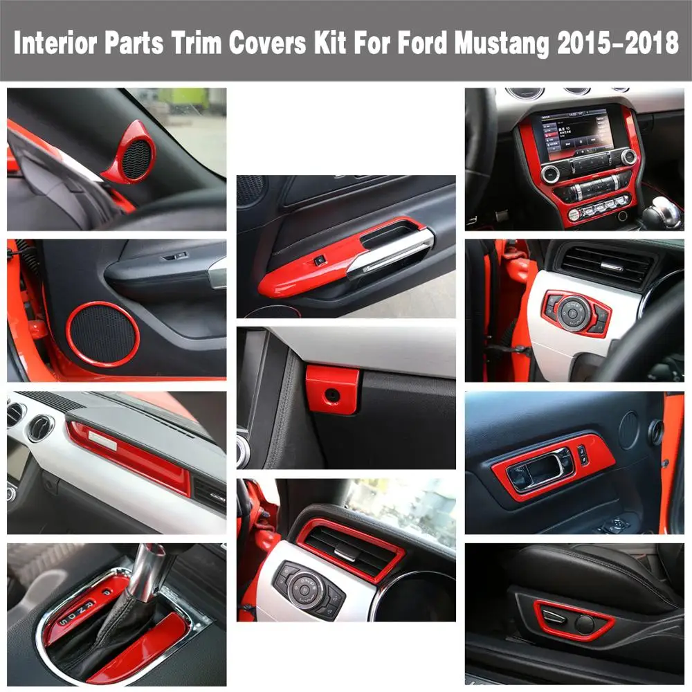 Interruptor de piezas interiores + Panel GPS + anillo de ventilación + motor + cubierta de botón de ajuste de asiento para Ford Mustang 2015 2016, 2017, 2018, Interruptor de piezas interiores + Panel GPS + anillo de ventilación + motor + cubierta de botón de ajuste de asiento para Ford Mustang 2015 2016, 2017, 2018,