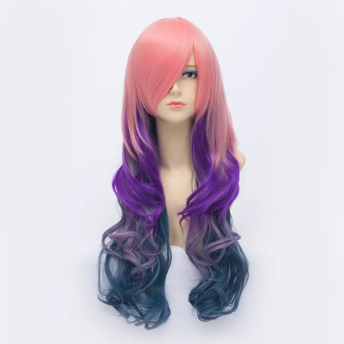 

Japanese Style Harajuku Lolita Long Wavy Curly Pink Purple Cosplay Costume Wig peluca