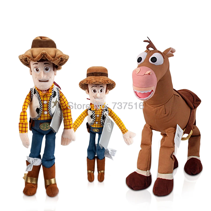 

New Toy Story 3 Woody Horse Bullseye & Sherif Woody Plush Wear a Hat Handsome Guy with Mini Bean Bag