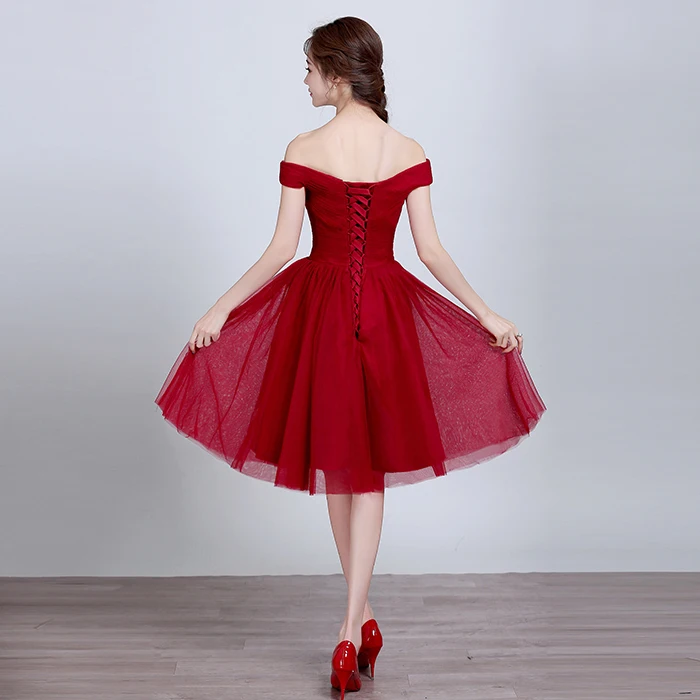 Robe de soiree красное вечернее платье с коротким разрезом и шнуровкой Vestidos de fiesta, платья для выпускного вечера, вечернее платье