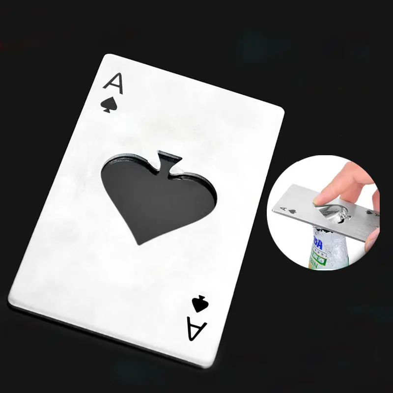 

Cute Stainless Steel 1pcs Poker Playing Card Ace of Spades Bar Tool Soda Beer Bottle Cap Opener Gift P10308