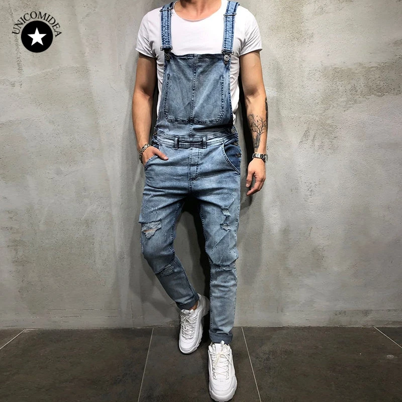 Buy Men's Ripped Jeans Jumpsuits 2019 Fashion Trousers