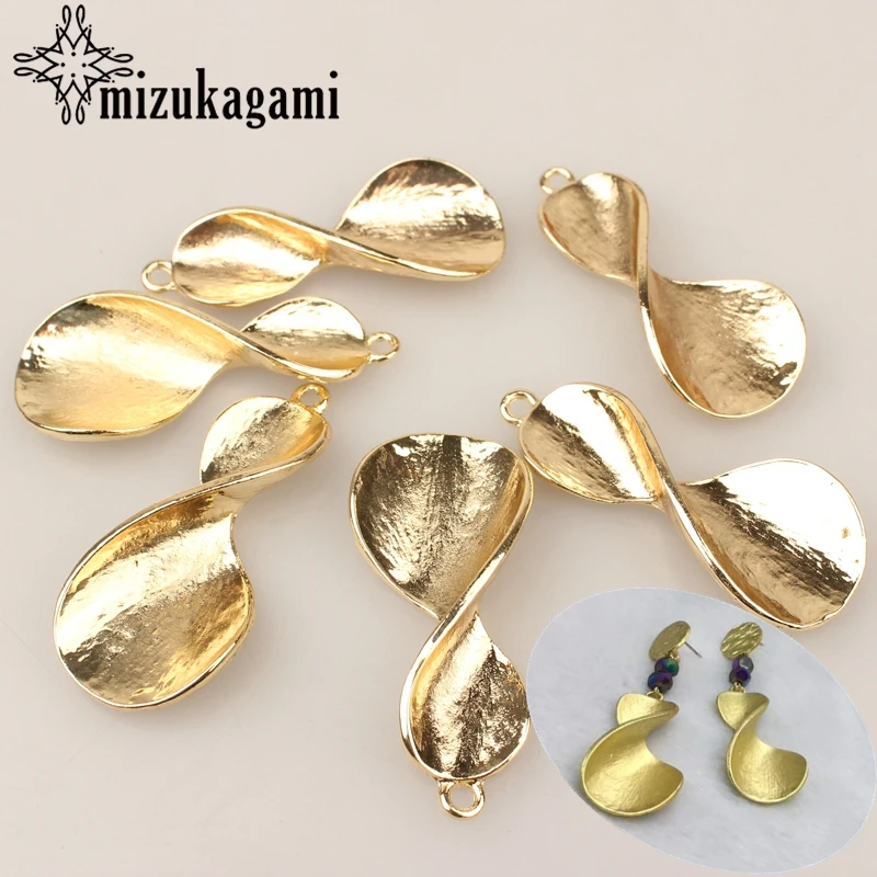

4pcs/lot 47*21mm Zinc Alloy Gold Distorted Water Drop Threads Charms Pendant For DIY Jewelry Fashion Earrings Making Accessories
