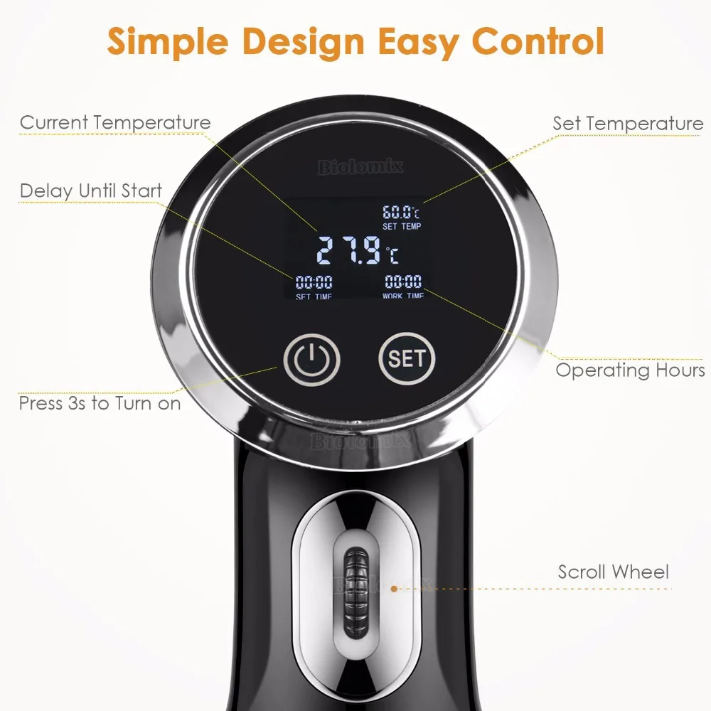 Погружной термостат циркулятор Sous Vide для приготовления пищи 1500 Вт с ЖК дисплеем и