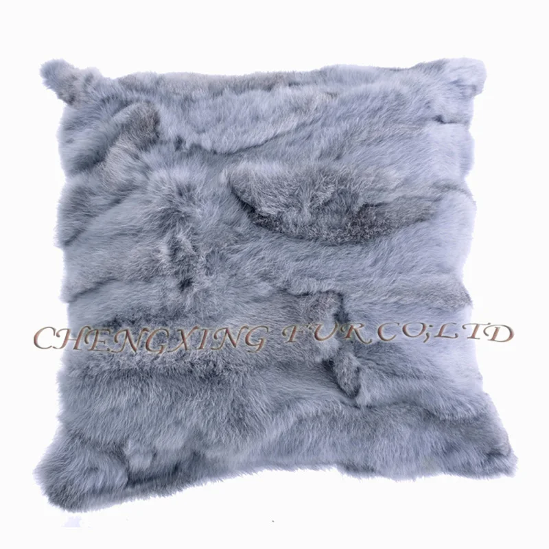 CX-D-17, натуральный цвет, модная Лоскутная Подушка, наволочка из натурального кроличьего меха, диванная подушка almofada - Цвет: Небесно-голубой