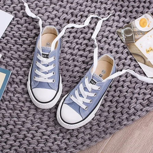 Sneakers Baby Girl Toddler Shoes Candy Color Kids Canvas Sneakers New Children Boys Shoes Star Casual Sneakers For Boys Red - Цвет: Gray Blue