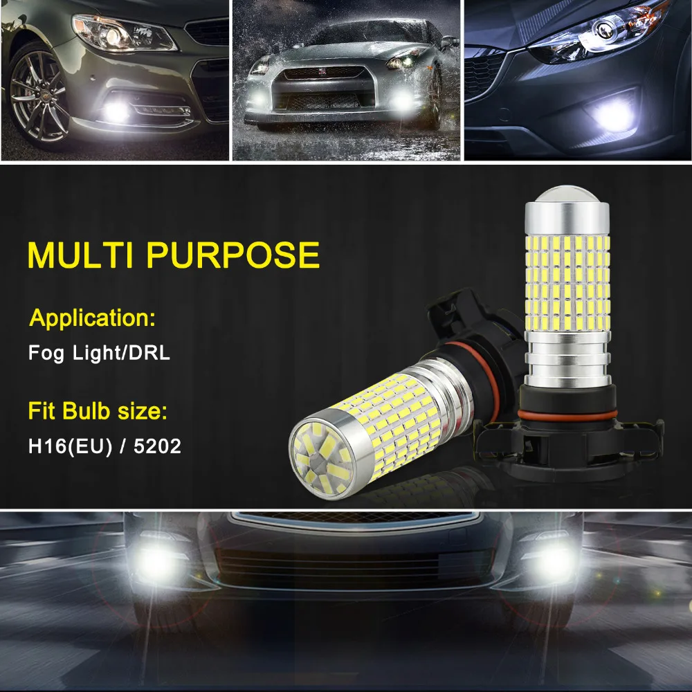 2 шт. H16 светодиодный фонарь H8 H10 9005 9006 PS X 24 W H11 DRL лампы для Ford Focus Fusion fiesta Toyota corolla RAV4