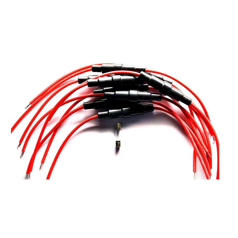 100Pcs 5x20mm Glass Fuse Holder Car Fuse with 22 AWG Wire Cable 250V