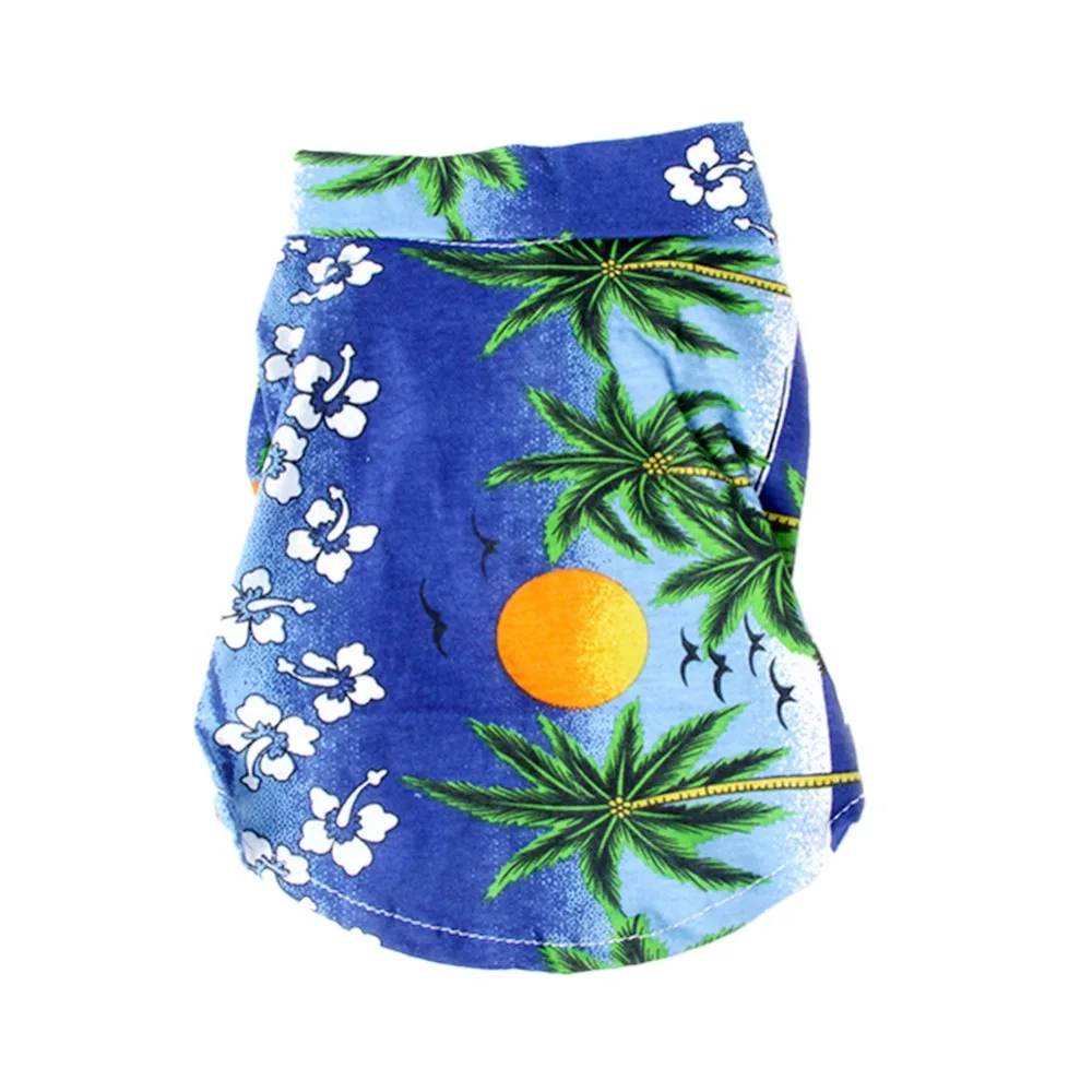 

2017 Beach Dog Vest Short Sleeve Pet Clothes Dog Top Big Floral T Shirt Hawaiian Holiday Tops