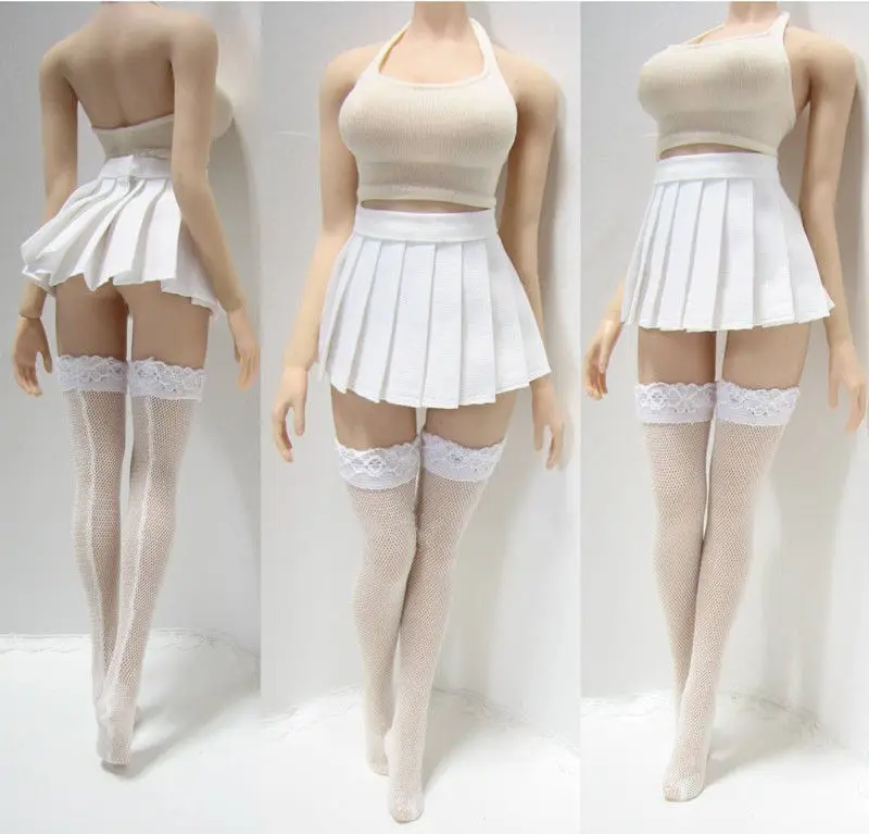 1:6 масштабный комплект женской одежды, облегающий камзол и белое платье и чулок, комплект одежды PL106 для 12 дюймового женского тела