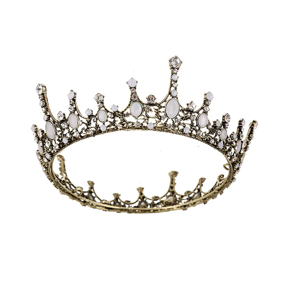 Crystal Baroque Queen Crown - Vintage Princess Tiara, Wedding Prom Pearl Hair Accessories for Women and Girls (7)