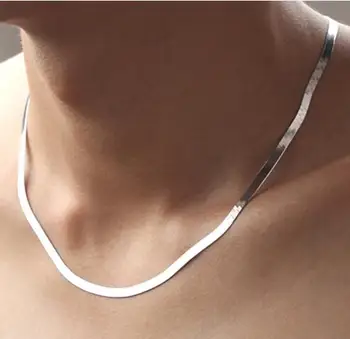 

18-20". fashion good 925 silver jewelry faashion women /man 4mm wide herringbone silver chain jewelry necklace