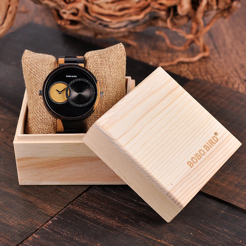 Multiple Time Zone BOBO BIRD Wooden Watch Men Women Fashion Stylish Wood Wristwatch Timepiece relogio masculino L-R10