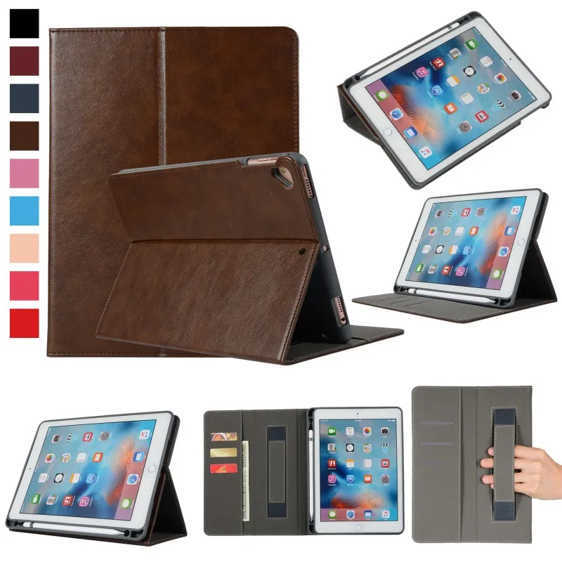 Case For Ipad 9.7 2017 Cover for Ipad Air 2 Case Hand Strap Wallet Pu Leather Stand Smart Case for New Ipad 9.7 2018 Screen Film