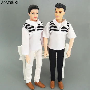 

1set 1/6 Boy Doll Clothes White Striped Shirt & Trousers Pants For Ken Doll Clothes For Barbie's Boyfriend Ken Prince Doll