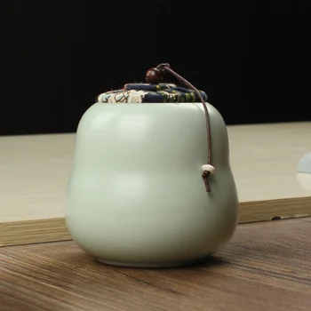 

Tea caddy 400ml Small ceramic gcaddy blue cork seal storage jars for storage