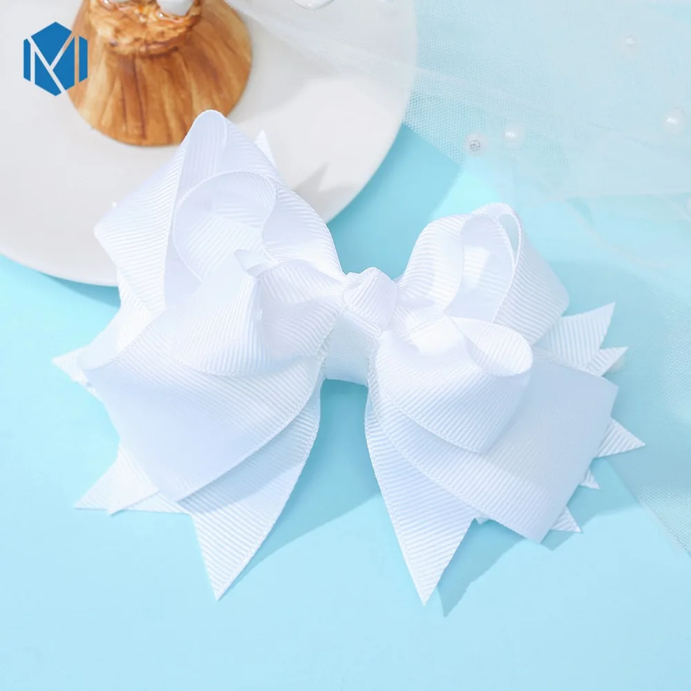 

5Inch 8pcs/set Bowknot Hair Clips For Girls Children Hairpins Double Layers Big Bow Tie Solid Kids Barrettes pince cheveux femme