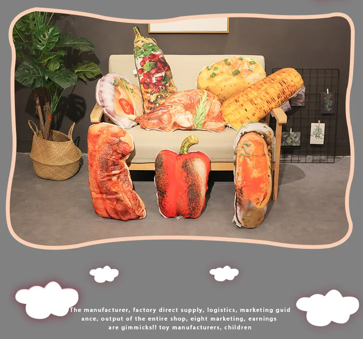 Запеченая еда Плюшевая Игрушка 2-в-1 Стёганое одеяло мульти-функциональный печати изображений похожая на настоящую барбекю овощи картофель Баклажан подушка в виде кукурузы подушка
