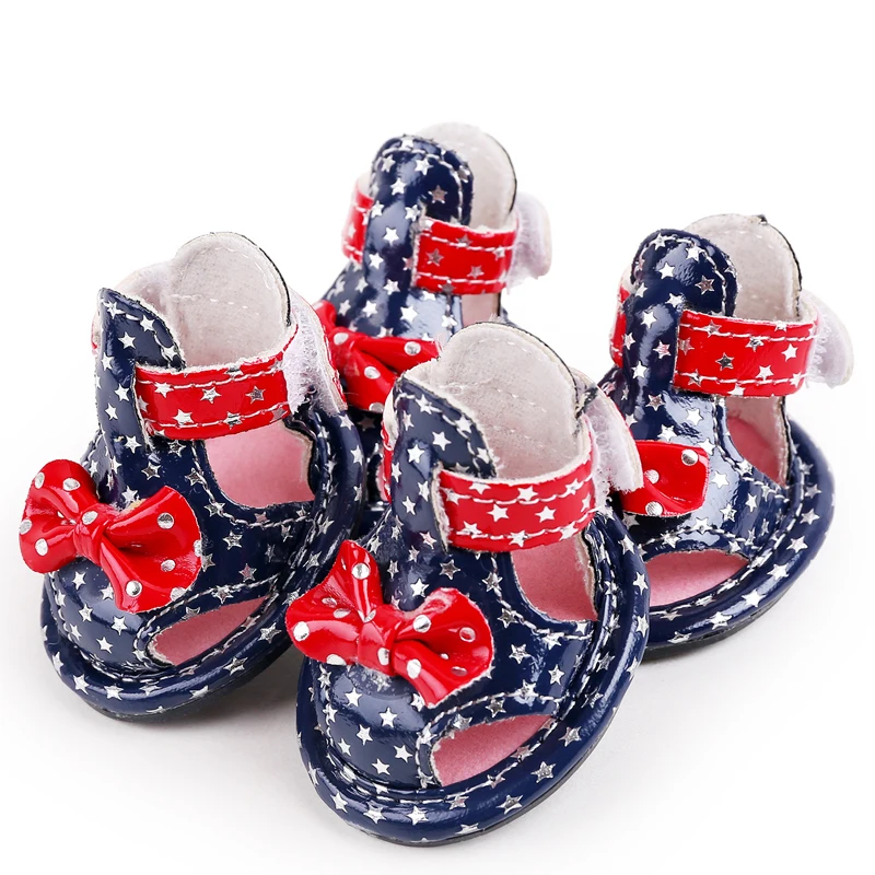 

2018 petcircle new arrivals pet dog shoes summer PU star dog shoes for chihuahua yorkshire 2 colors pet products