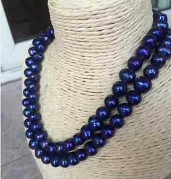 

2 rows 10-11mm tahitian baroque blue pearl necklace 17"-18"