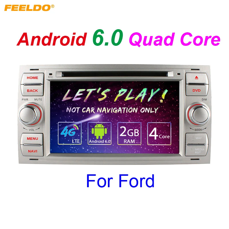 

FEELDO 7" inch Silver Panel Android 6.0 Quad Core DDR3 2G/4G LTE Car DVD GPS Radio Head Unit For Ford Focus/Focus II/Galaxy