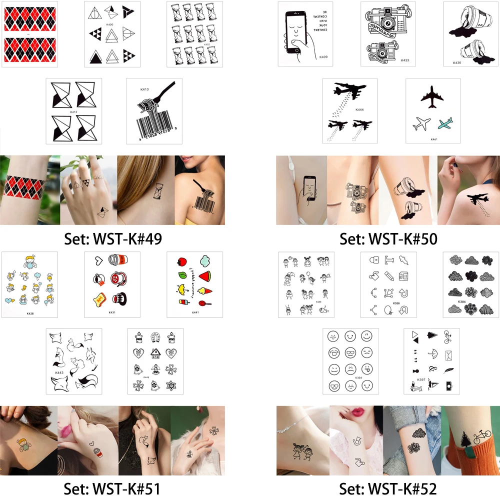 10*8 см glaryyears 5 шт./компл. милые маленькийе татуировки Стикеры WST-K черный временные наклейки в стиле боди-арт Бумага Водонепроницаемый руки шеи для макияжа