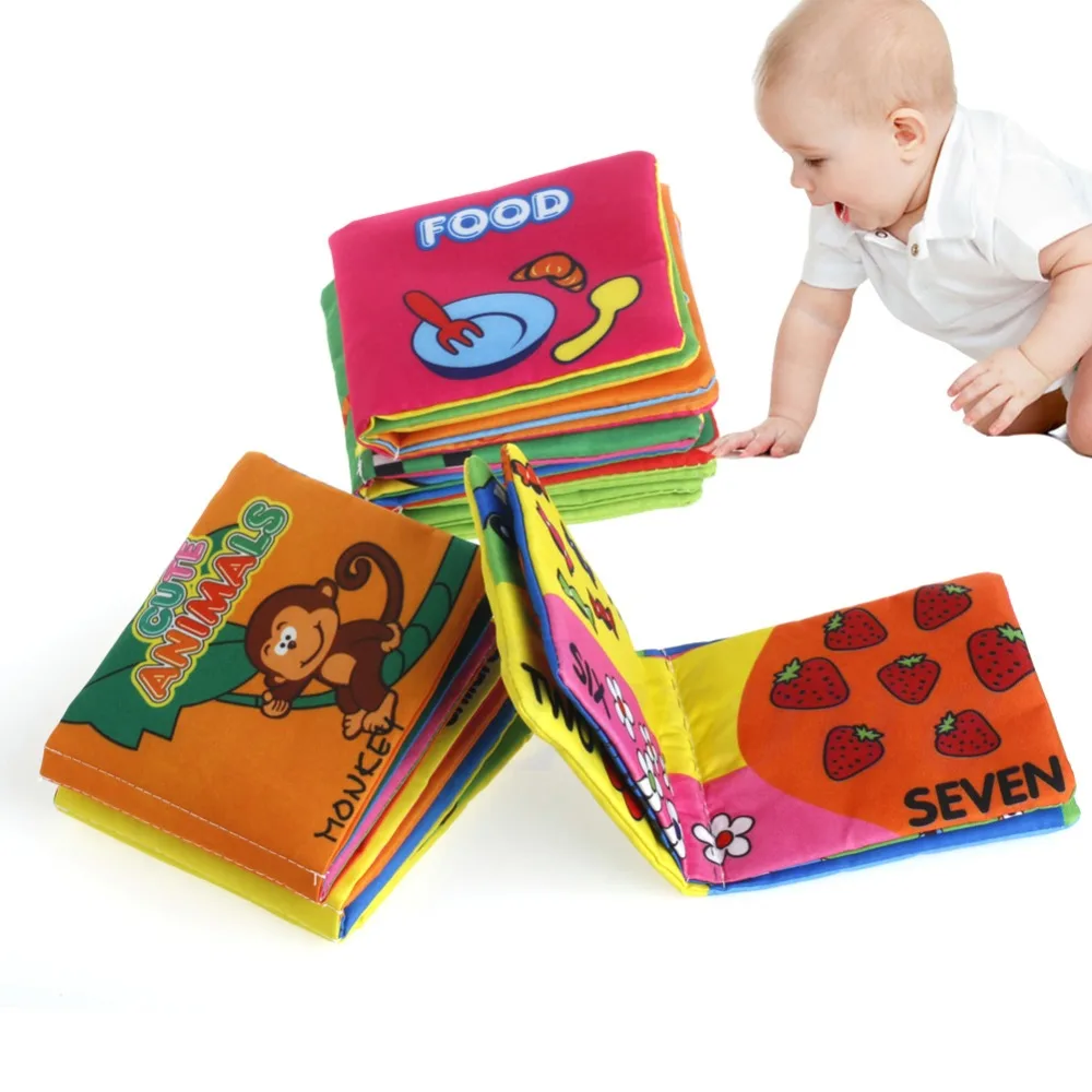 Soft Fabric Baby Children Intelligence development Squeaky Picture Cloth Books