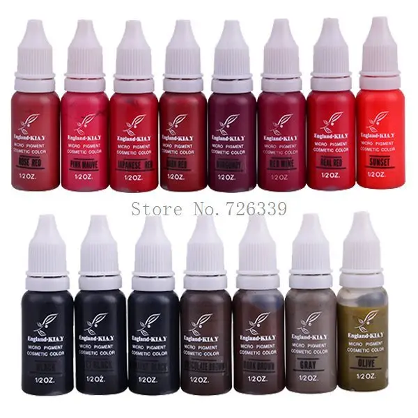 

10 Pcs Colors KLAY PIGMENTS 1/2 oz Permanent Makeup Ink Kits Permanent Makeup CosmeticTattoo Ink Micro Pigments Color