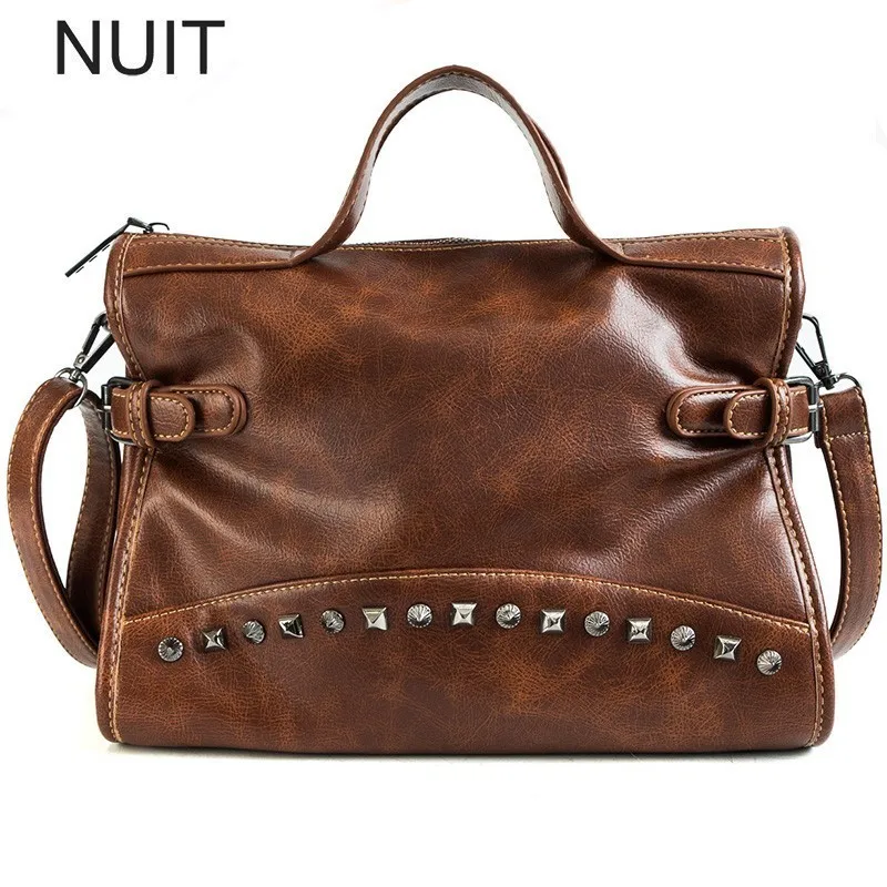 

Rivet Fashion Bag Woman Handbag Leisure PU Leather Tote Shoulder Bag Female Messenger Bag Womens Large Designer Handbags
