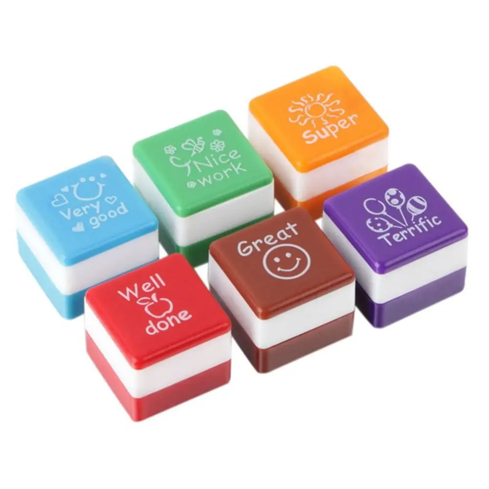 

6pcs/set Teacher Seal Self Inking Praise Reward Stamp Inspiration Kid Students