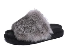 Fur Slippers Platform Beach Sandals 2016 Creepers Autumn Winter Flip Flops Casual Flats Slip On Shoes Woman