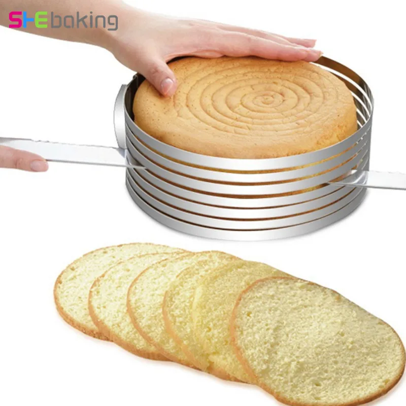 Shebaking 1 шт. круглый регулируемый торт слоистых Slicer нержавеющая сталь выдвижной круговой мусс хлеб вырезать инструменты