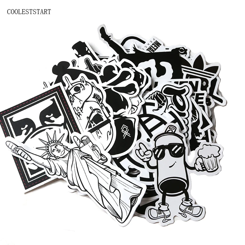 100pcs black and white punk JDM car Unique decal DIY sticker for Graffiti home decor Skateboard