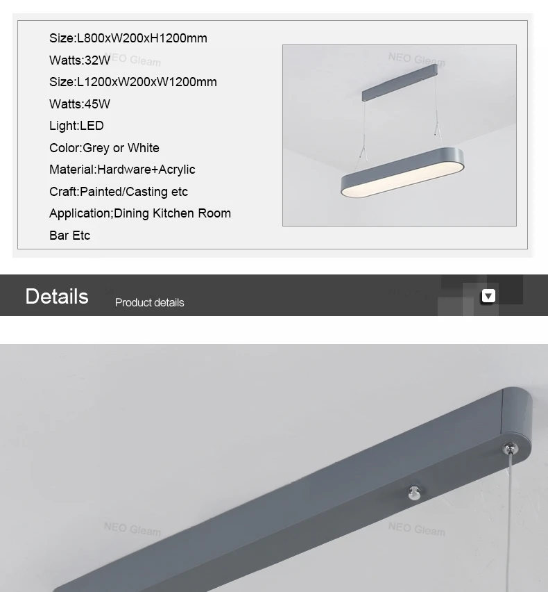 NEO Gleam минимализм современные светодиодные подвесные светильники для столовой гостиной кухни бар комнаты серый/белый цвет 85-265 в подвесной светильник