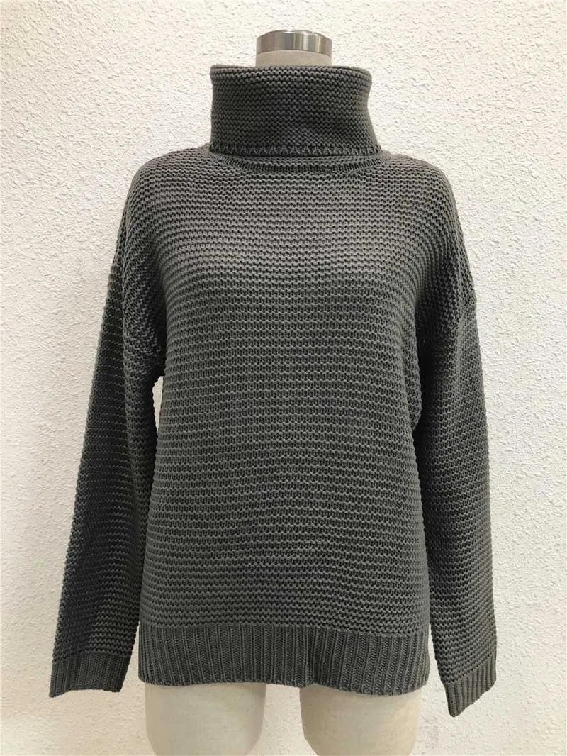 Wixra, женские теплые свитера больших размеров, повседневный пуловер с высоким воротом, свободные однотонные свитера с длинным рукавом, зимние женские свитера