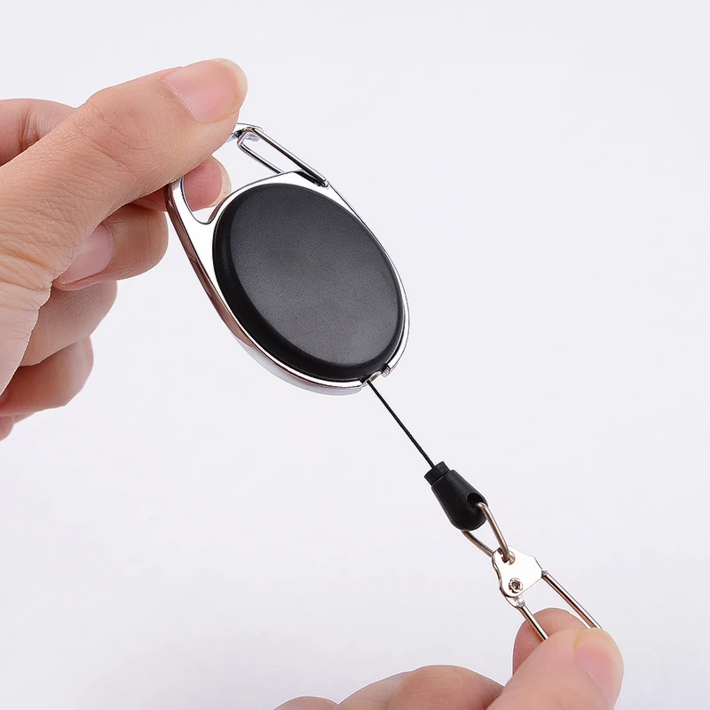 

Mini Outdoor Tools Retractable Keychain Black Anti-Lost Keychain Buckle Recoil Ring Pull Clip Keyring Outdoor Wire Rope keychain