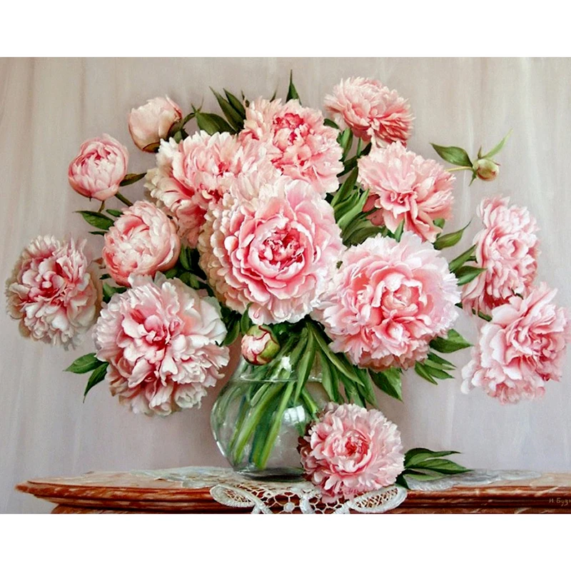 

5D Diamond Painting "Pink & Romantic Flowers" Rhinestones Crystal Needlework Diamond Embroidery Full Diamond Decorative KBL